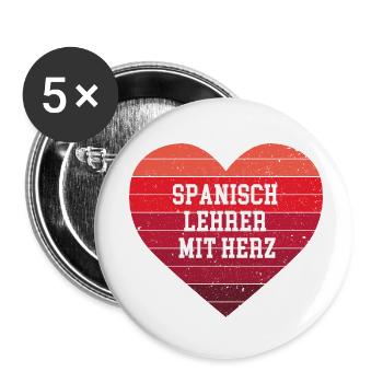 Spanisch Lehrer mit Herz Bester Spanischlehrer - Buttons klein 25 mm (5er Pack) - Weiß - Vorne