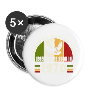1970 Vintage Birthday Legend Gift - Buttons small 1''/25 mm (5-pack) - white - Front