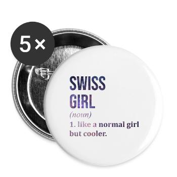 Suisse - Lot de 5 petits badges (25 mm) - blanc - Devant