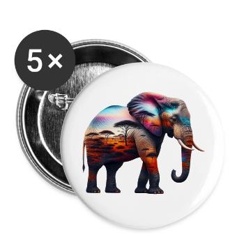 Elephant - Buttons small 1''/25 mm (5-pack) - white - Front
