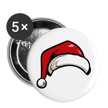 weihnachten nikolaus mütze - Buttons klein 25 mm (5er Pack) - Weiß - Vorne