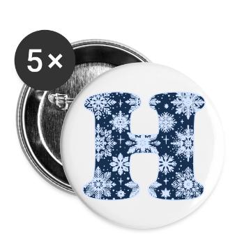 Letter H Snowflakes - Buttons small 1''/25 mm (5-pack) - white - Front