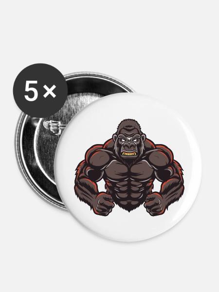 Gorilla Stark Comic - Buttons klein 25 mm (5er Pack) - Weiß