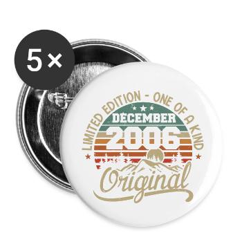 Originalgeschenk zum 19-jährigen Jubiläum, Dezember 2006 - Buttons klein 25 mm (5er Pack) - Weiß - Vorne