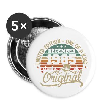 Original Cadeau Anniversaire 40 ans, Décembre 1985 - Lot de 5 petits badges (25 mm) - blanc - Devant