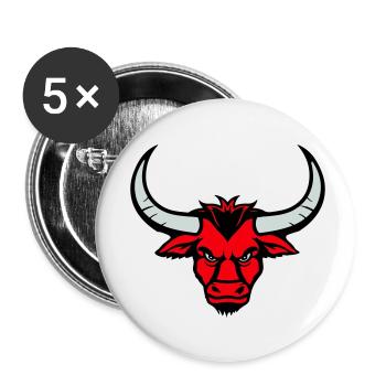 Bull Animal Head - Buttons small 1''/25 mm (5-pack) - white - Front