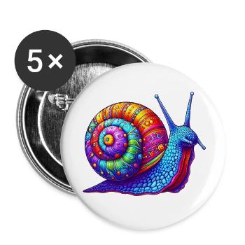 Schnecke - Buttons klein 25 mm (5er Pack) - Weiß - Vorne
