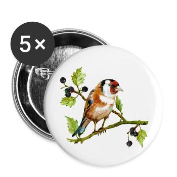 Bunter Vogel - Buttons klein 25 mm (5er Pack) - Weiß - Vorne