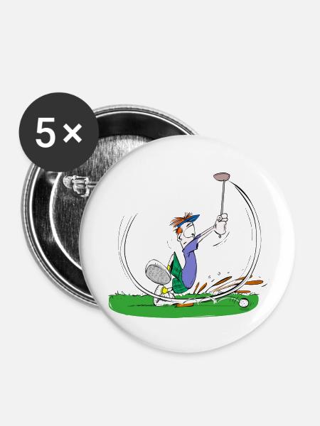 Golfer - Buttons klein 25 mm (5er Pack) - Weiß