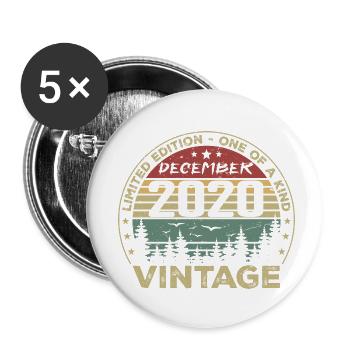 Dezember 2020 Retro Vintage Geburtstagsgeschenk - Buttons klein 25 mm (5er Pack) - Weiß - Vorne