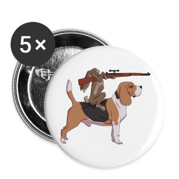 Chasse au lièvre - Lot de 5 petits badges (25 mm) - blanc - Devant