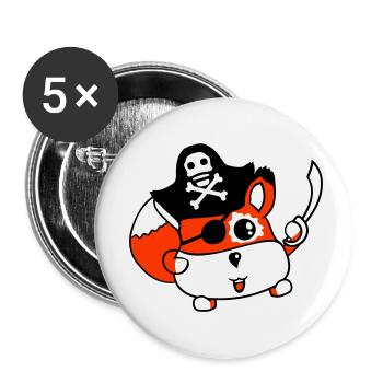 Little Cute Captain Fox Pirate Animal Eye Patch - Buttons small 1''/25 mm (5-pack) - white - Front