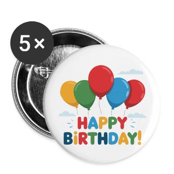 ALLES GUTE ZUM GEBURTSTAG - Buttons klein 25 mm (5er Pack) - Weiß - Vorne