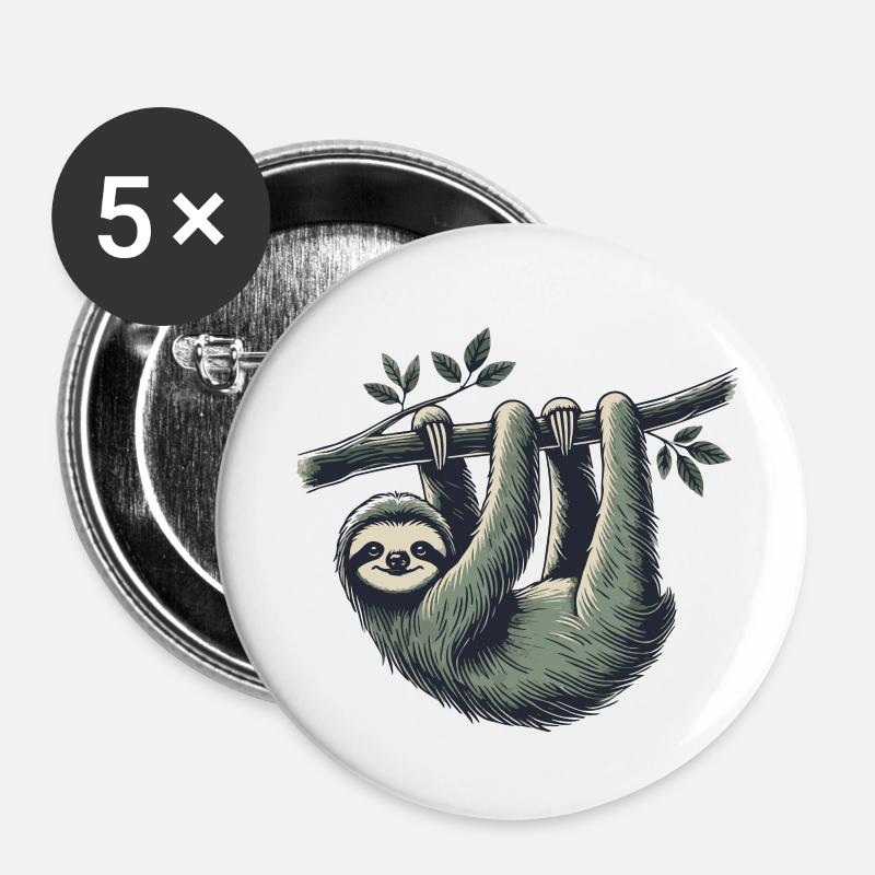 Sloth - Buttons small 1''/25 mm (5-pack) - white