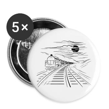Railway Drawing - Buttons small 1''/25 mm (5-pack) - white - Front