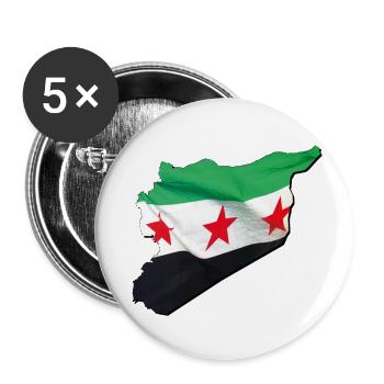 Drapeau de la Syrie en Syrie Carte 2 - Lot de 5 petits badges (25 mm) - blanc - Devant