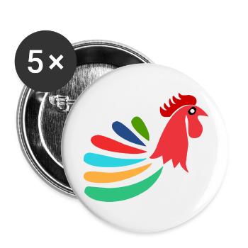 COQ. CHEVAL. POULE. COQ. ANIMAL. OISEAU. LICORNE. - Lot de 5 petits badges (25 mm) - blanc - Devant