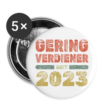 Année 2023 - Lot de 5 petits badges (25 mm) - blanc - Devant