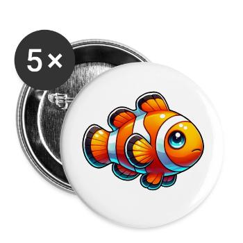 Clownfisch - Buttons klein 25 mm (5er Pack) - Weiß - Vorne