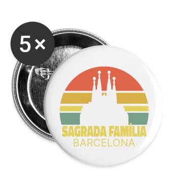 Sagrada Família Barcelone Coucher de soleil Silhouette - Lot de 5 petits badges (25 mm) - blanc - Devant