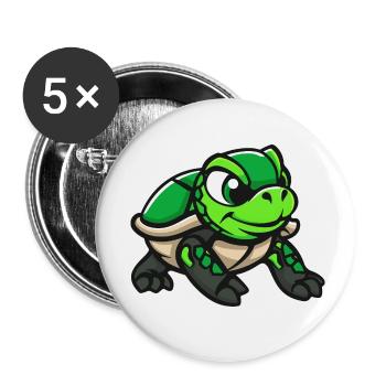 Bande dessinée Tortue - Lot de 5 petits badges (25 mm) - blanc - Devant