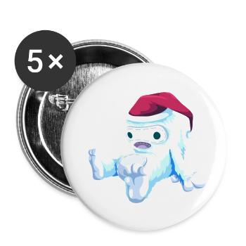 Poupée de Noël - Lot de 5 petits badges (25 mm) - blanc - Devant