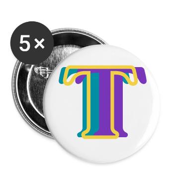 Lettre t multicolore - Lot de 5 petits badges (25 mm) - blanc - Devant