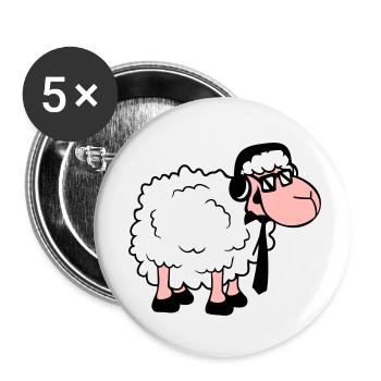 mouton lunettes de soleil cravate musique DJ casque Fun - Lot de 5 petits badges (25 mm) - blanc - Devant