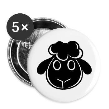 Mouton Noir Visage Tête Petit Mignon Mignon - Lot de 5 petits badges (25 mm) - blanc - Devant