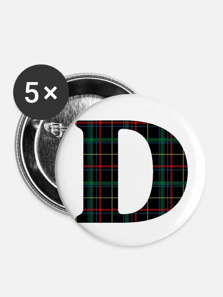 Schottisches Tartan-Monogramm - Buttons klein 25 mm (5er Pack) - Weiß