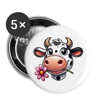 Vache - Lot de 5 petits badges (25 mm) - blanc - Devant