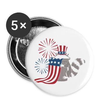 Patriotic Raccoon Fireworks - Buttons small 1''/25 mm (5-pack) - white - Front
