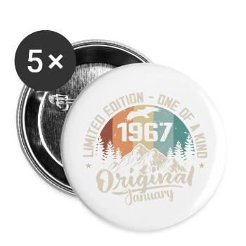 January 1967 Original 58 Year Anniversary Gift - Buttons small 1''/25 mm (5-pack) - white - Front