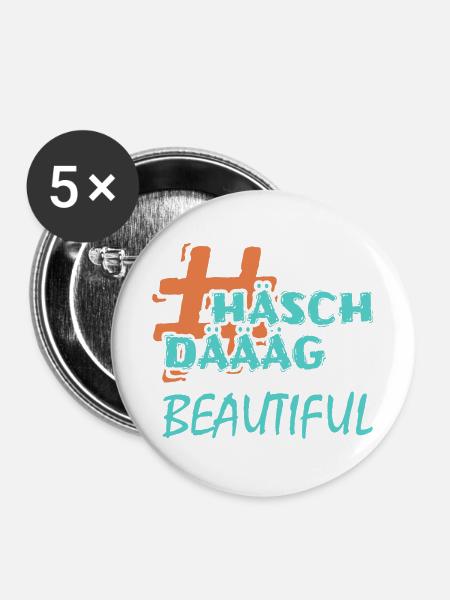 Geschenk für Beautiful - Buttons klein 25 mm (5er Pack) - Weiß