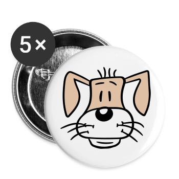 Hund Gesicht Kleiner Glücklicher Welpe Haustier - Buttons klein 25 mm (5er Pack) - Weiß - Vorne