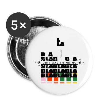 Kritisches Denken | bla bla bla nicht mehr - Buttons klein 25 mm (5er Pack) - Weiß - Vorne