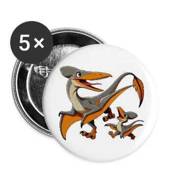 Pteranodon Mutter und Kind - Buttons klein 25 mm (5er Pack) - Weiß - Vorne