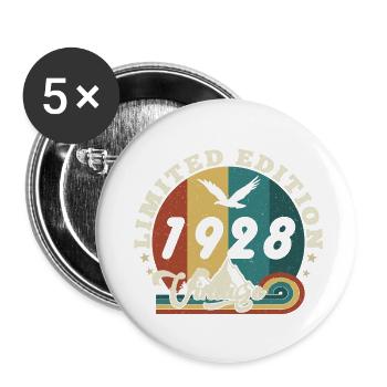 Jahrgang 1929 Retro - Bestseller - Buttons klein 25 mm (5er Pack) - Weiß - Vorne