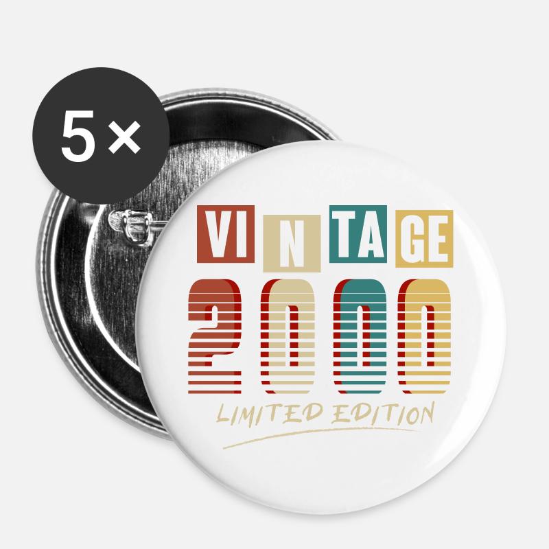 Vintage 2000 : Edition Limitée - 25e anniversaire. - Lot de 5 petits badges (25 mm) - blanc
