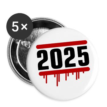 2025 Jahr - Buttons klein 25 mm (5er Pack) - Weiß - Vorne
