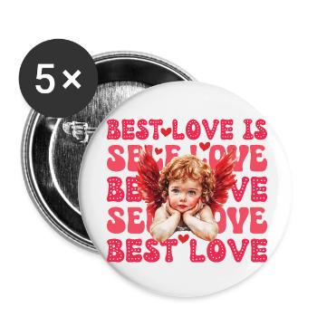 Valentines Day Cupid Self Love - Buttons small 1''/25 mm (5-pack) - white - Front