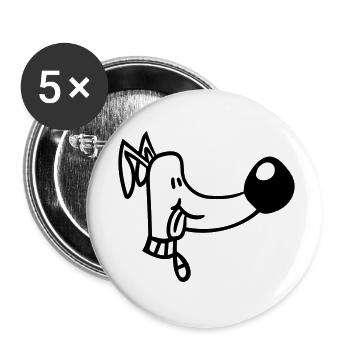 Dog Face Funny Cute Tongue Sticking Out Head - Buttons small 1''/25 mm (5-pack) - white - Front