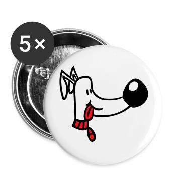 Dog Face Funny Cute Tongue Sticking Out Head - Buttons small 1''/25 mm (5-pack) - white - Front