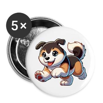 Akita puppy - Buttons small 1''/25 mm (5-pack) - white - Front