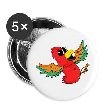 Perroquet Oiseau Coloré Mignon - Lot de 5 petits badges (25 mm) - blanc - Devant