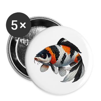 Koi Karpfen oder Wi sw - Buttons klein 25 mm (5er Pack) - Weiß - Vorne