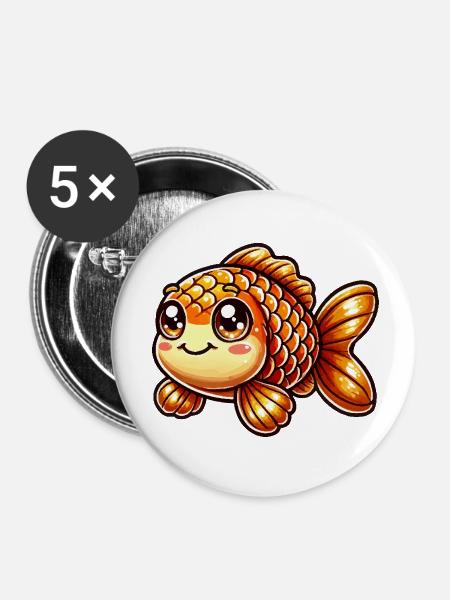 goldfisch comic - Buttons klein 25 mm (5er Pack) - Weiß