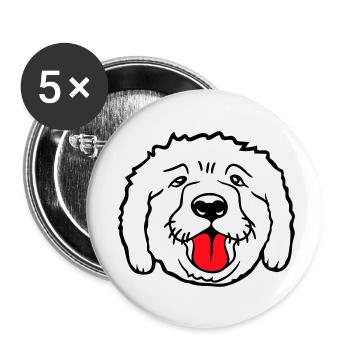 Dear dog sticks out his tongue happily - Buttons small 1''/25 mm (5-pack) - white - Front