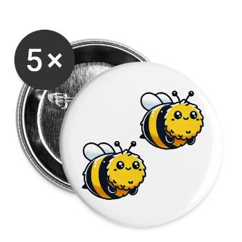hummel biene 2 - Buttons klein 25 mm (5er Pack) - Weiß - Vorne