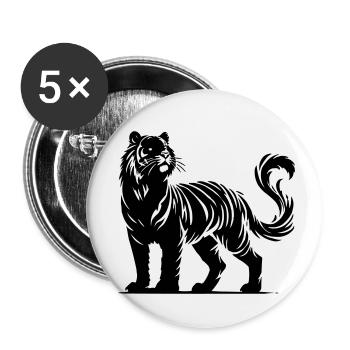 Tiger Animal - Buttons small 1''/25 mm (5-pack) - white - Front